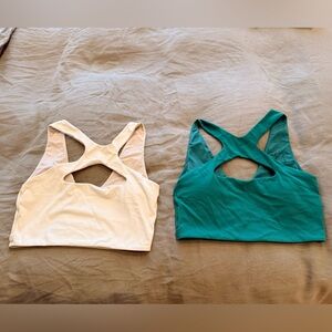 lululemon athletica Seamless Racerback Bras in Cream and Teal